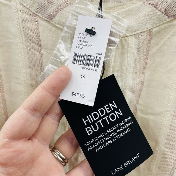 Lane Bryant Womens Plus Size 16 Hidden Button Metallic Stripe Peplum Tunic 2601 - Picture 9 of 11